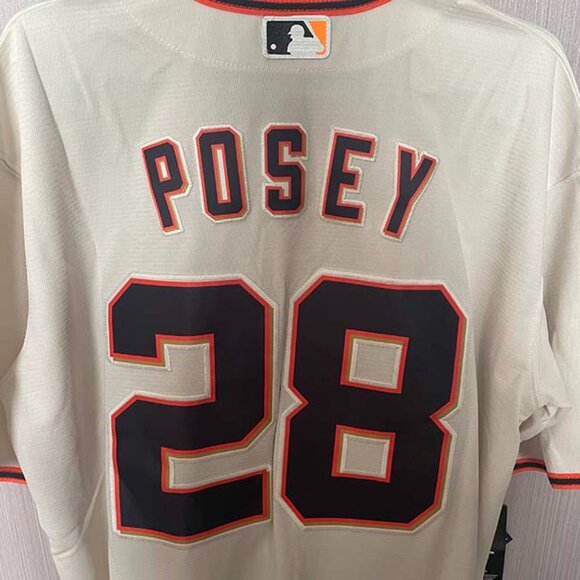 Mens Buster Posey #28 Cream San Francisco Giants Big & Tall Jersey - Picture 6 of 6